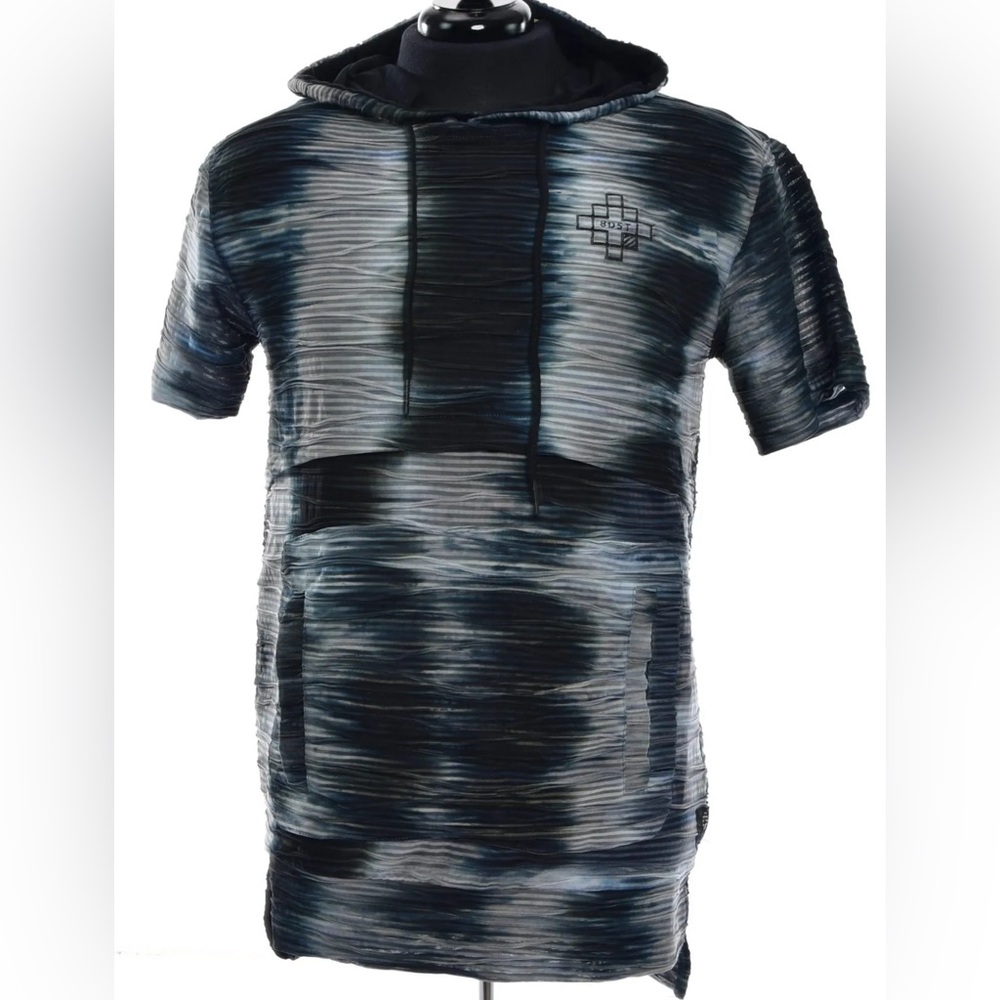 MEN’S JACQUARD TEXTURED DYED HOODIE-BLACK